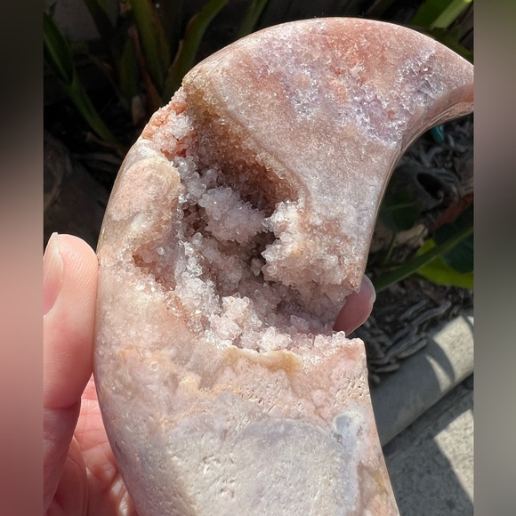 Pink Amethyst Crystal Moon with Purple, Quartz and a Sugar Druzy - Picture 3 of 11